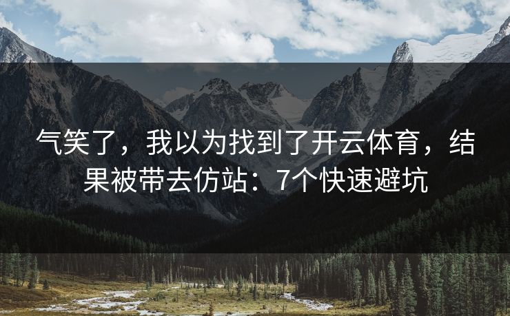 气笑了，我以为找到了开云体育，结果被带去仿站：7个快速避坑