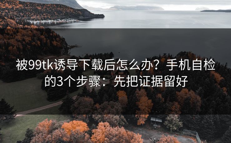 被99tk诱导下载后怎么办？手机自检的3个步骤：先把证据留好