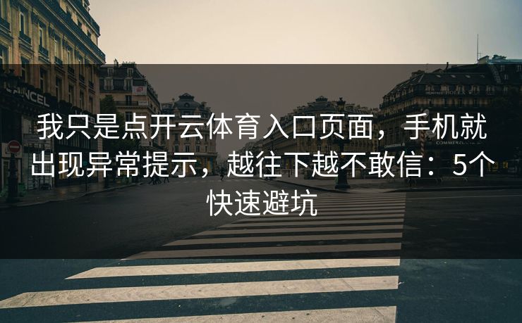 我只是点开云体育入口页面，手机就出现异常提示，越往下越不敢信：5个快速避坑