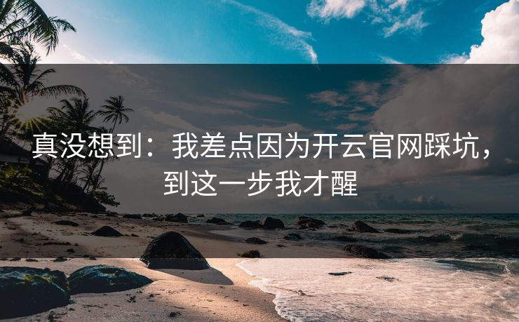 真没想到：我差点因为开云官网踩坑，到这一步我才醒